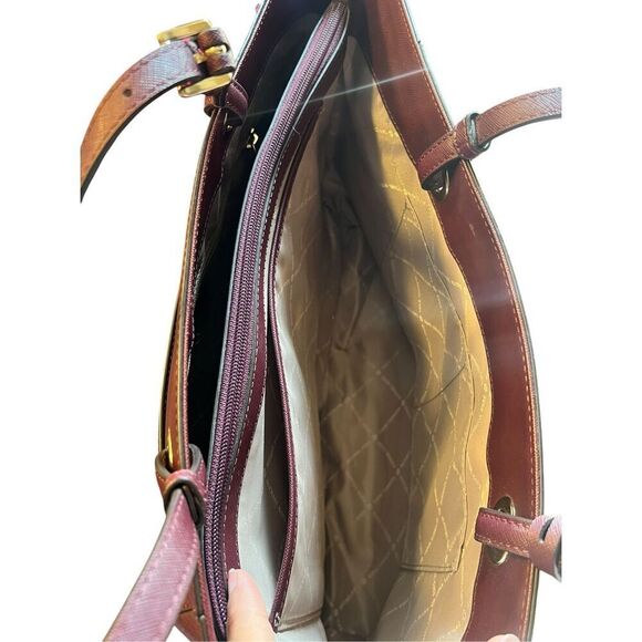 Michael Kors Walsh maroon Merlot structured multifunctional tote bag career - Picture 8 of 13